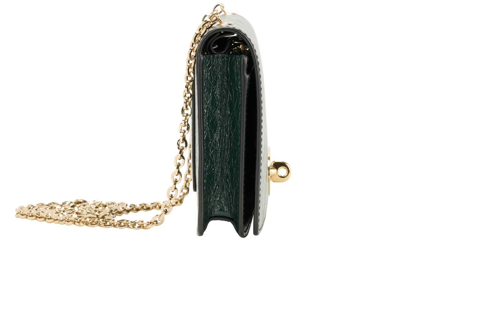 Bayswater Clutch On Chain, &pound;350, Handbags, Green, Patent Leather, Side view